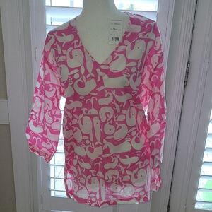 Tracy Negoshian Pink Whale Print Blouse